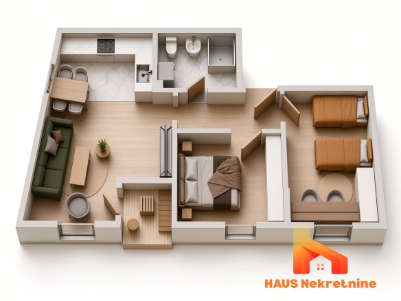 Trosoban stan, novogradnja – 50,61 m2 – Branka Popovića