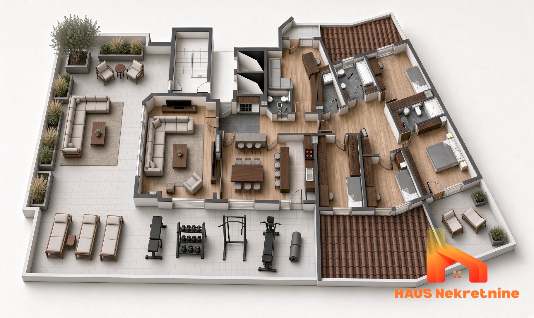 Penthaus sa terasom 225 m2 – 175,77 m2 – Romanijska